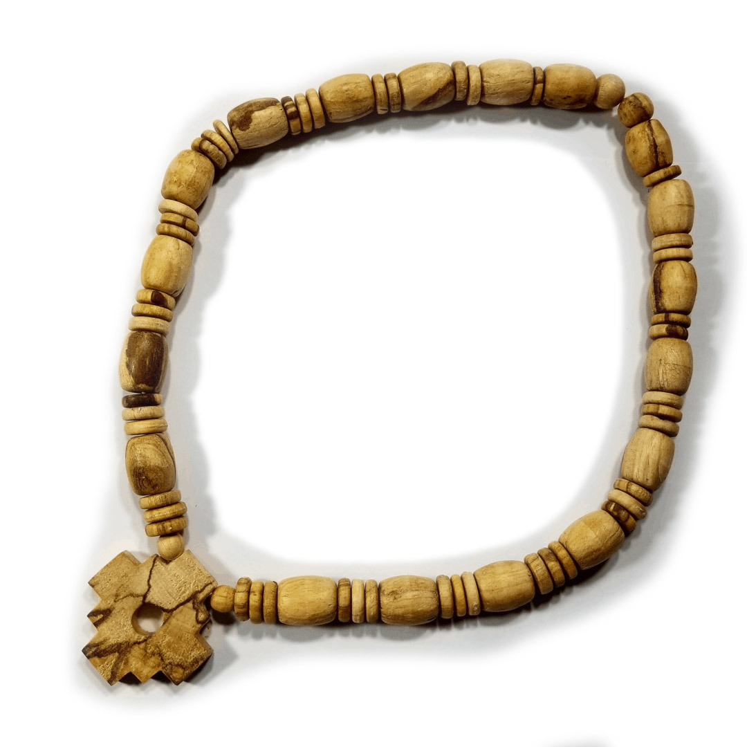 third eye wood's beaded palo santo chakana necklace